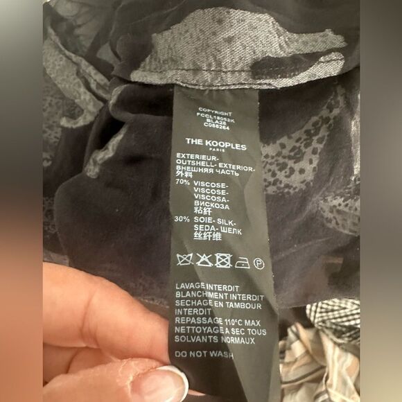 The Kooples Panther Women's Blouse Black Burnout Chiffon Long Sleeve Top Size 1 - Picture 6 of 7